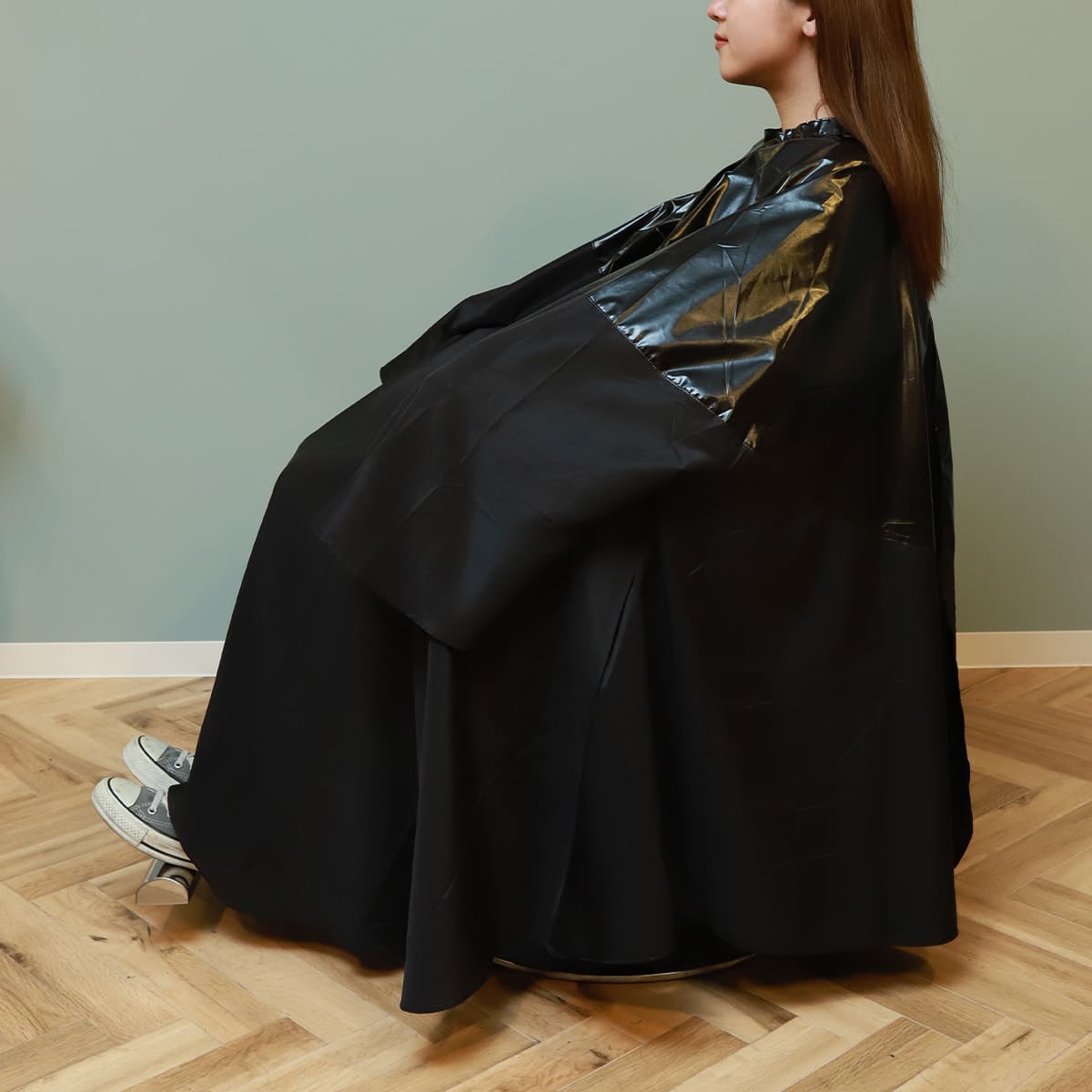袖付コンビネーションヘアカラークロス(防水&やわらか撥水加工)ブラック 3