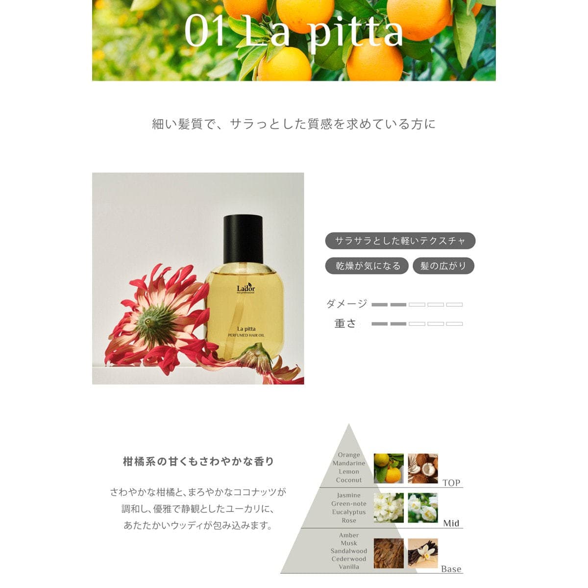 LADOR(ラドール) パフュームドヘアオイル01 ライト （ラピタ）80ml 3