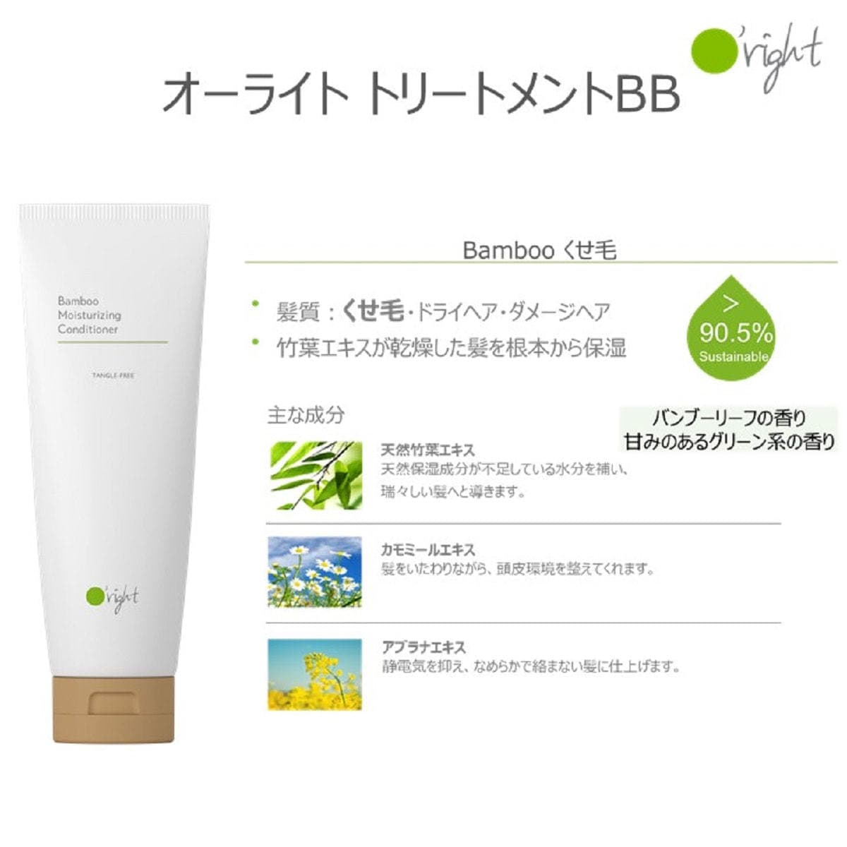 オーライト ヘアトリートメントBB(バンブー) 1000ml≪くせ毛用≫ 2