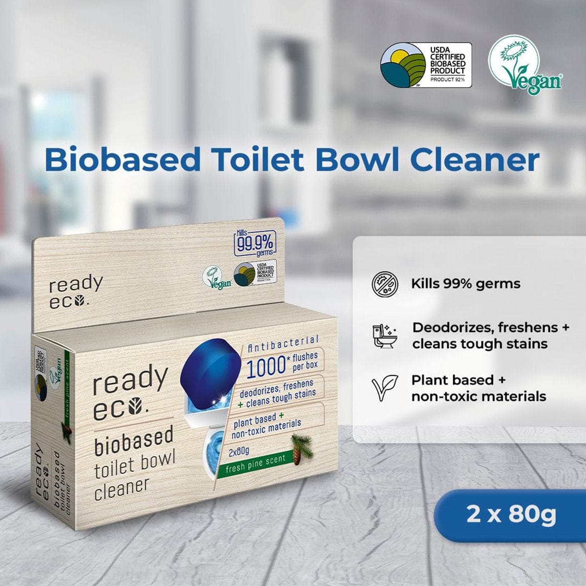 レディエコ バイオベース トイレブルークリーナー パインの香り 80g×2個 2