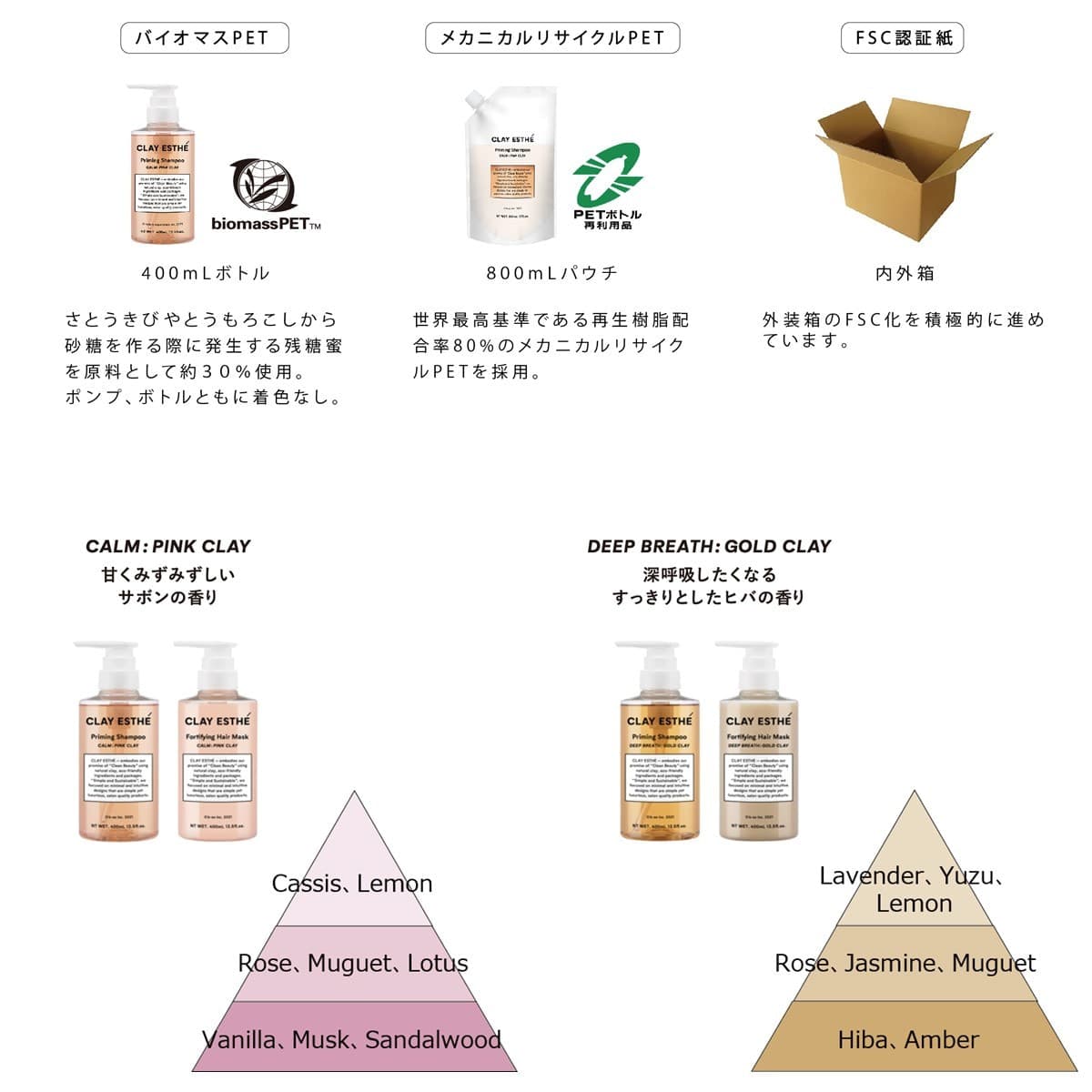 クレイエステ プライミングシャンプー ピンククレイ 800ml(パウチ) 3