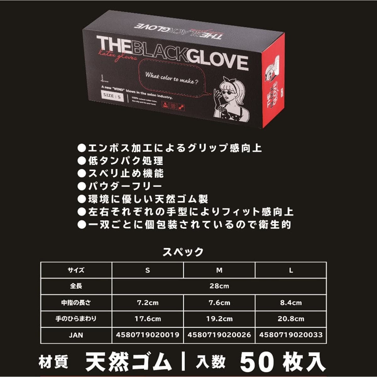 THE BLACK GLOVE(ブラックグローブ) 50枚入 Sサイズ 5