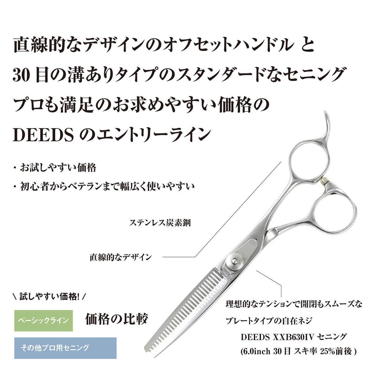 DEEDS XXB630IV セニング 30目 V溝 フラット刃(6.0インチ・スキ率25%前後) 3