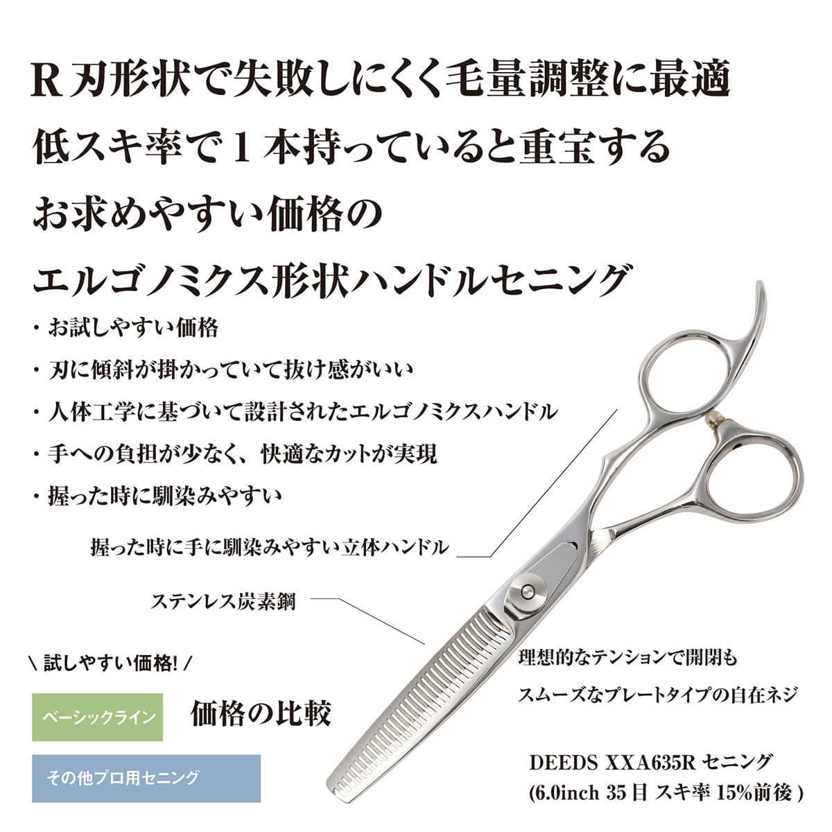 DEEDS XXA635R セニング 35目 溝無 R刃(6.0インチ・スキ率15%前後) 3