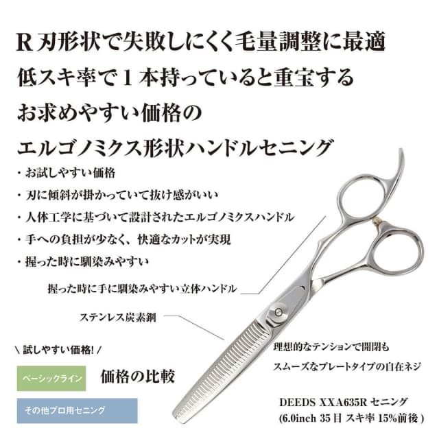 DEEDS XXA635R セニング 35目 溝無 R刃(6.0インチ・スキ率15%前後) 3