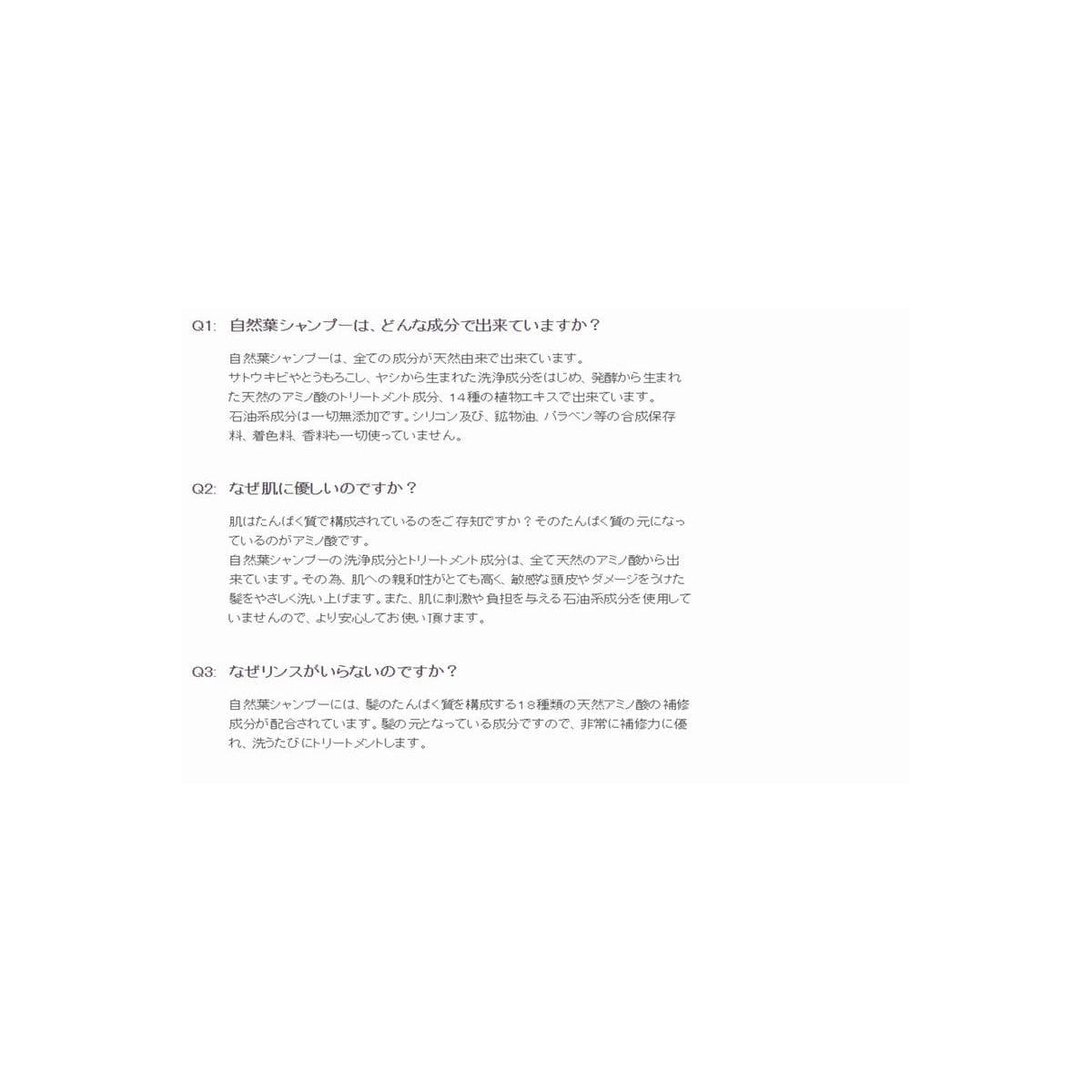 グリーンノート 自然葉シャンプー(無香料)300ml×3本 2